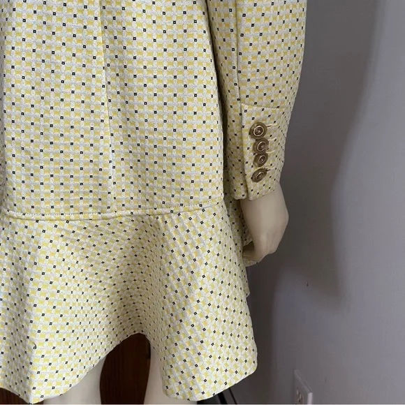 Cabi Women’s Hobnob Topper Jacket Swing Coat Daffodil Yellow Geometric Design S - Picture 10 of 15